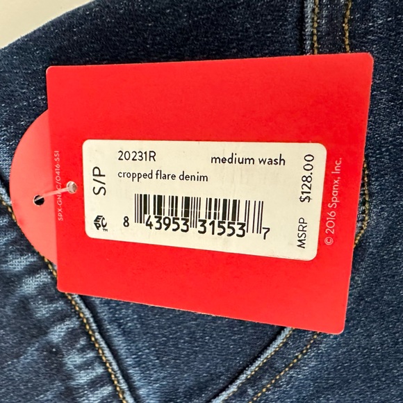 SPANX Cropped Flare Denim Stretch Jeans in Medium Wash - Picture 8 of 15